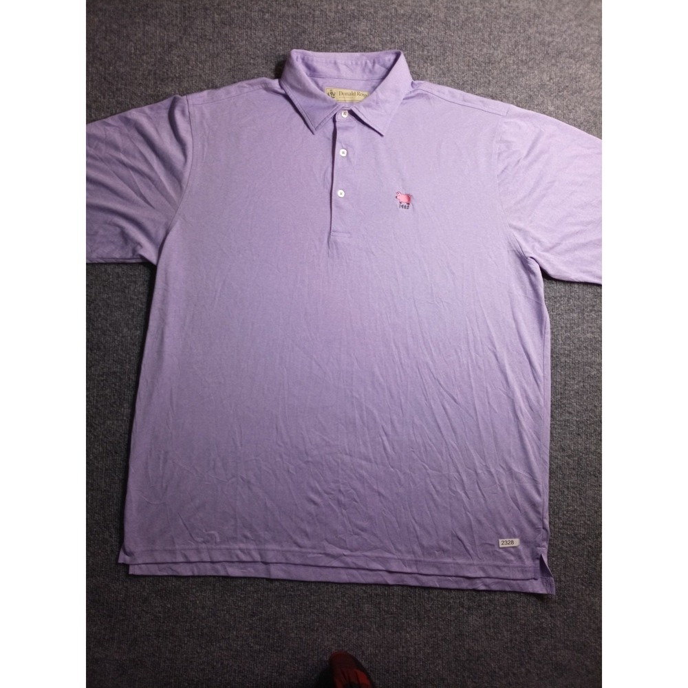 Donald Ross Sportswear 1902 Pig Polo Shirt Mens XL Purple Short Sleeve Golf